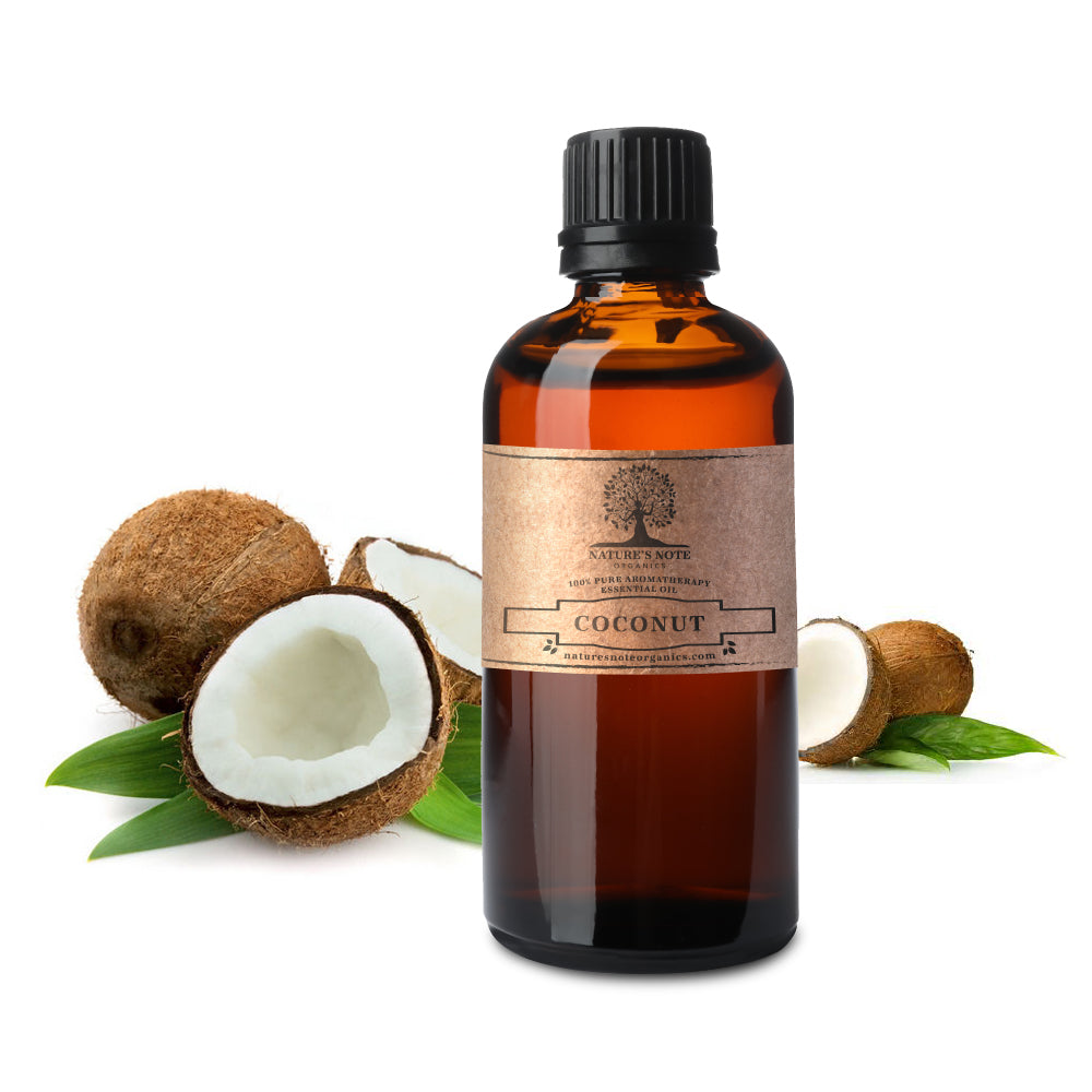 100% Pure Coconut Essential Oil by Nature's Note Organics, aromatherapy-grade oil for skin, hair, and relaxation. Ideal for natural wellness and holistic healing.